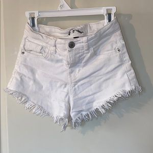 White frayed shorts